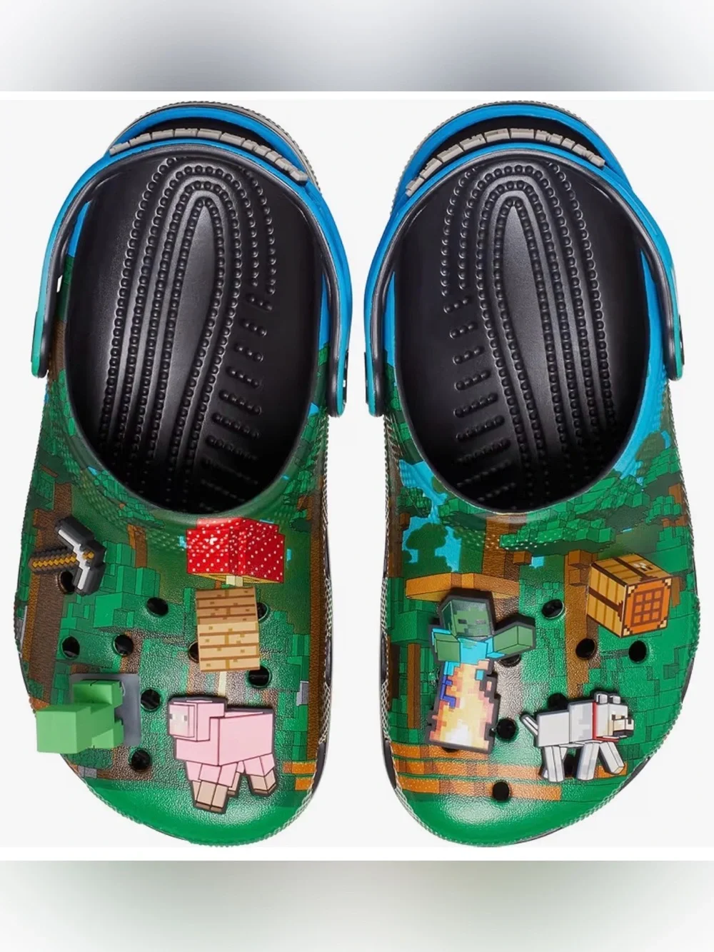 Crocs Kids’ Classic Minecraft Clogs C12 Little Kids Green Creeper Jibbitz